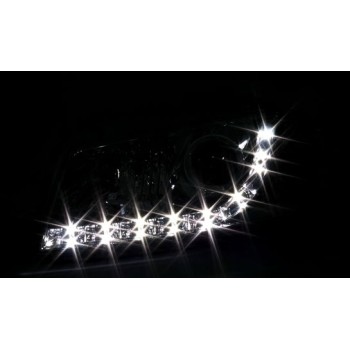 Φανάρια εμπρός Audi A3 (2003-2008) led - μαύρα , με λάμπες (H7/Η1) - σετ 2τμχ.