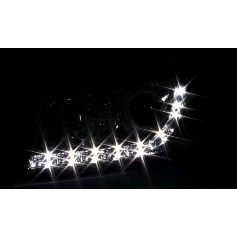 Φανάρια εμπρός Audi A3 (2003-2008) led - μαύρα , με λάμπες (H7/Η1) - σετ 2τμχ.