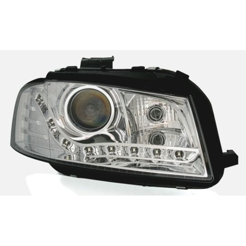 Φανάρια εμπρός Audi A3 (2003-2008) led - chrome , χωρίς λάμπες (Η7) - σετ 2τμχ.