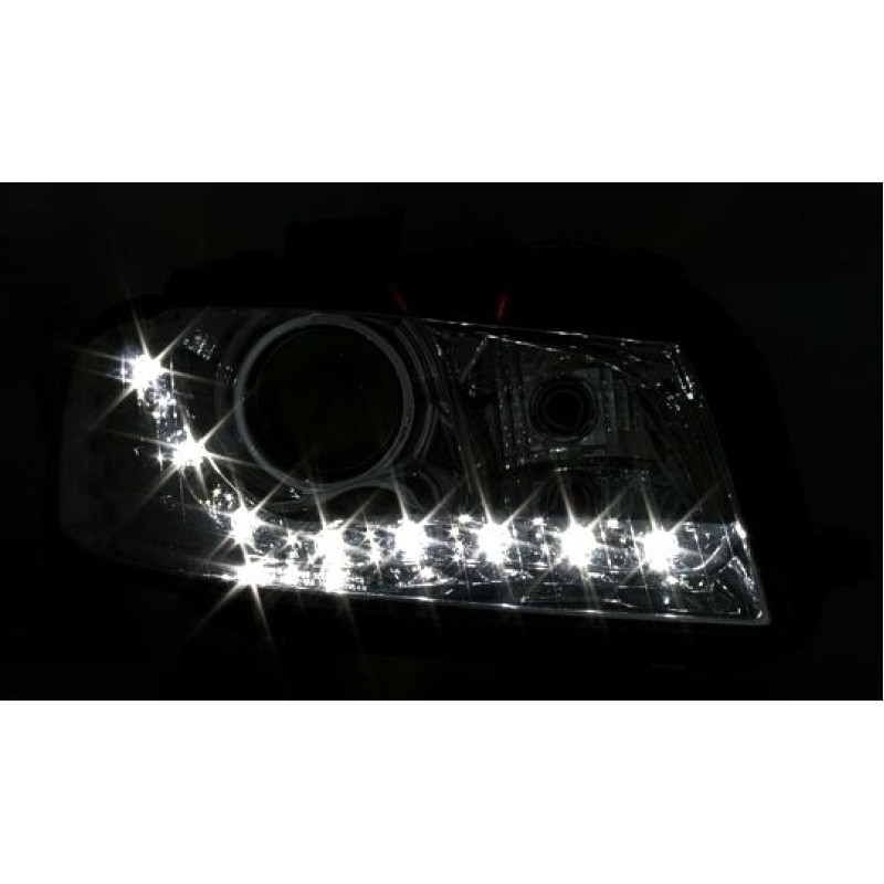Φανάρια εμπρός Audi A3 (2003-2008) led - chrome , χωρίς λάμπες (Η7) - σετ 2τμχ.