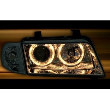 Φανάρια εμπρός Audi A4 (1995-1998) angel eyes - chrome , χωρίς λάμπες (Η7) - σετ 2τμχ.