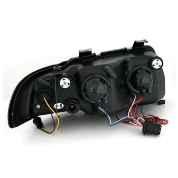 Φανάρια εμπρός Audi A4 (1995-1998) angel eyes -μαύρα , με λάμπες (Η1) - σετ 2τμχ.