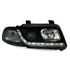 Φανάρια εμπρός Audi A4 (1995-1998) led Dayline - μαύρα , με λάμπες (Η1) - σετ 2τμχ.