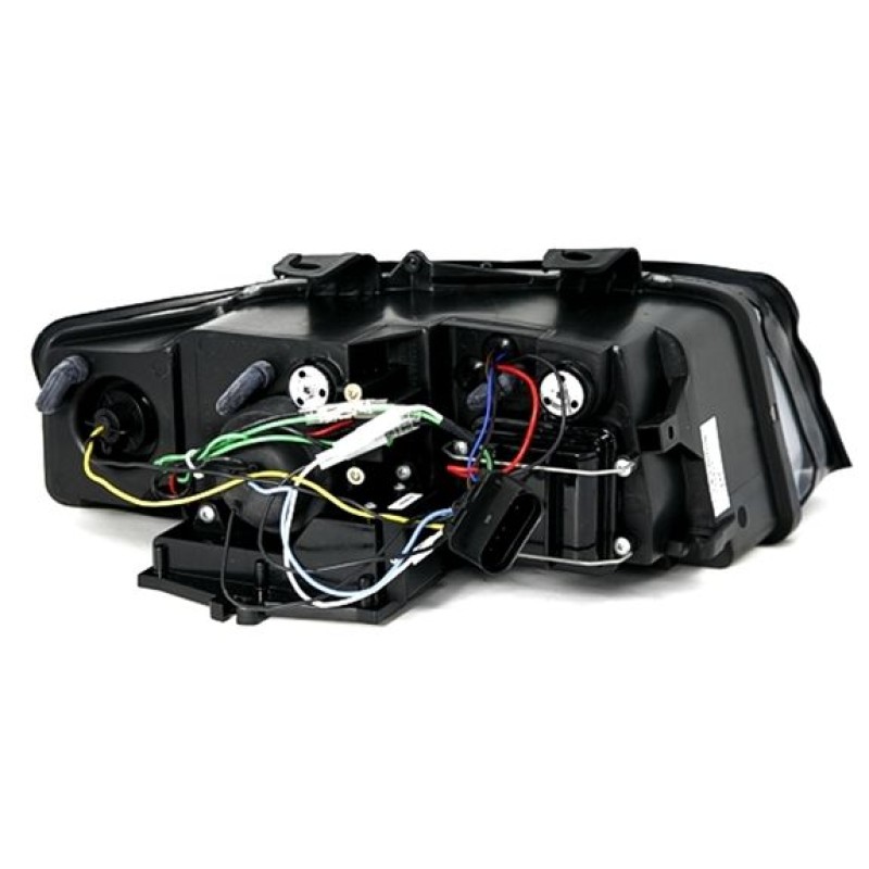Φανάρια εμπρός Audi A4 (2001-2004) led - μαύρο , με λάμπες (Η1) - σετ 2τμχ.