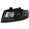 Φανάρια εμπρός Audi A4 (2001-2004) led - μαύρο , με λάμπες (Η1) - σετ 2τμχ.