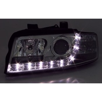 Φανάρια εμπρός Audi A4 (2001-2004) led Dayline - χρωμίου , με λάμπες (Η1) - σετ 2τμχ. Φανάρια εμπρός Audi A4 (2001-2004) led Dayline - χρωμίου , με λάμπες (Η1) - σετ 2τμχ.
