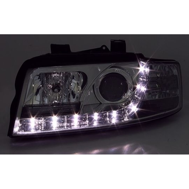 Φανάρια εμπρός Audi A4 (2001-2004) led Dayline - χρωμίου , με λάμπες (Η1) - σετ 2τμχ.