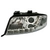 Φανάρια εμπρός Audi A6 (2001-2003) με φώτα ημέρας led - chrome , με λάμπες (Η1) - σετ 2τμχ.
