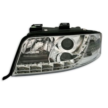 Φανάρια εμπρός Audi A6 (2001-2003) με φώτα ημέρας led - chrome , με λάμπες (Η1) - σετ 2τμχ. Φανάρια εμπρός Audi A6 (2001-2003) με φώτα ημέρας led - chrome , με λάμπες (Η1) - σετ 2τμχ.