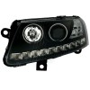 Φανάρια εμπρός led Dayline Audi A6 (2004-2008) angel eyes - μαύρα , με λάμπες (Η1) - σετ 2τμχ.