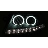 Φανάρια εμπρός led Dayline Audi A6 (2004-2008) angel eyes - μαύρα , με λάμπες (Η1) - σετ 2τμχ.
