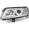 Φανάρια εμπρός Audi A6 4F (2004-2008) led lightbar - chrome , με λάμπες (Η1) - σετ 2τμχ.