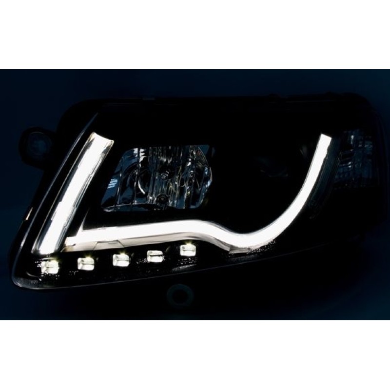 Φανάρια εμπρός Audi A6 4F (2004-2008) led lightbar, με λάμπες (H7/Η1) - σετ 2τμχ.