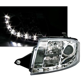 Φανάρια εμπρός Auti TT (1998-2005) led - chrome , με λάμπες (Η1) - σετ 2τμχ.