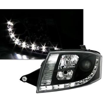 Φανάρια εμπρός Audi TT (1998-2005) led Dayline - μαύρα , με λάμπες (Η1) - σετ 2τμχ.
