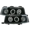 Φανάρια εμπρός Audi 80 B4 (1991-1996) angel eyes - μαύρα , με λάμπες (Η1) - σετ 2τμχ.