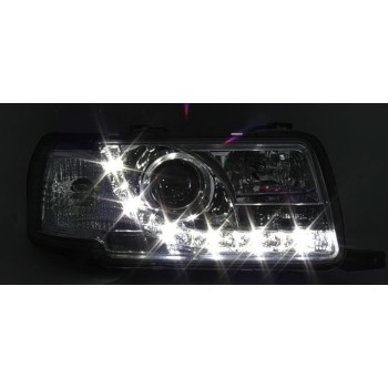 Φανάρια εμπρός Audi 80 (1991-1994) led - chrome , με λάμπες (Η1) - σετ 2τμχ.