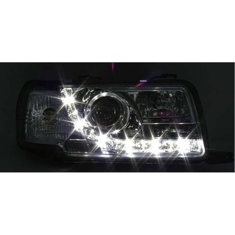 Φανάρια εμπρός Audi 80 (1991-1994) led - chrome , με λάμπες (Η1) - σετ 2τμχ.