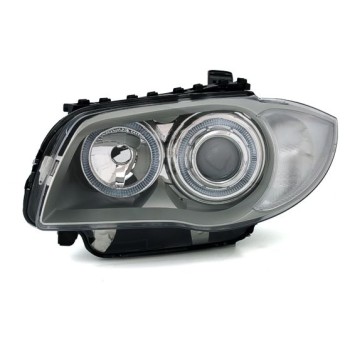 Φανάρια εμπρός BMW E87 (2004-2011) angel eyes - chrome , χωρίς λάμπες (Η7) - σετ 2τμχ.