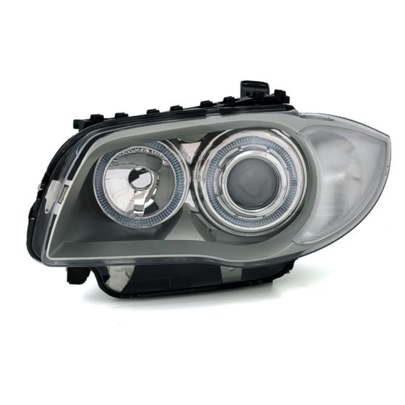Φανάρια εμπρός BMW E87 (2004-2011) angel eyes - chrome , χωρίς λάμπες (Η7) - σετ 2τμχ.