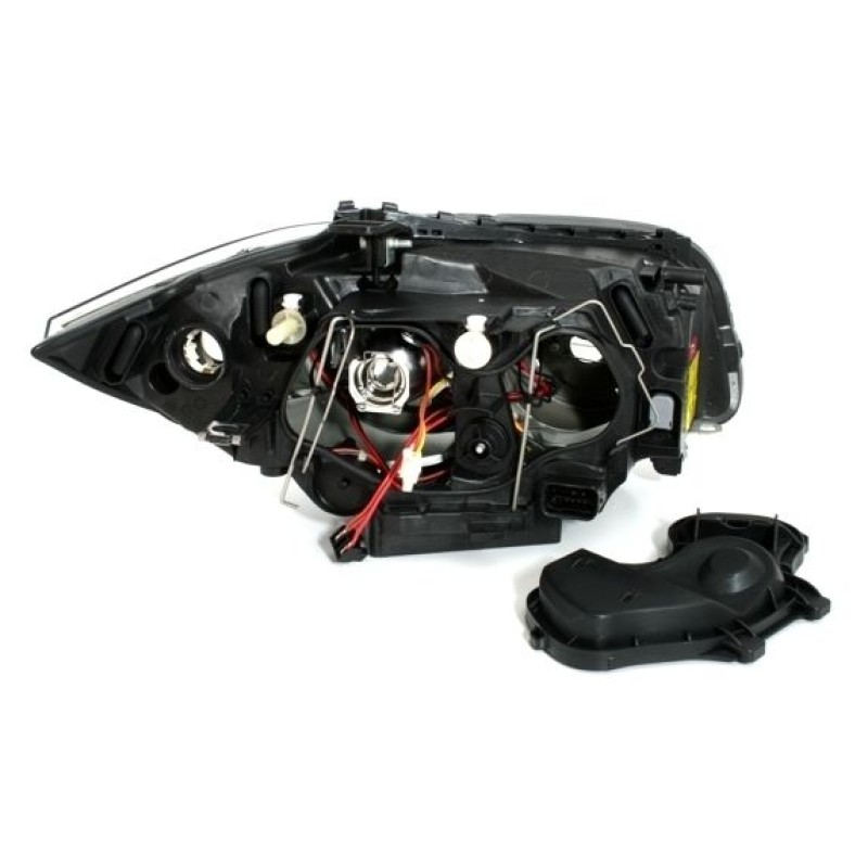 Φανάρια εμπρός BMW E87 / E81 / E82 (2004-2011) angel eyes - μαύρα , χωρίς λάμπες (Η7) - σετ 2τμχ.