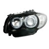 Φανάρια εμπρός BMW E87 / E81 / E82 (2004-2011) angel eyes - μαύρα , χωρίς λάμπες (Η7) - σετ 2τμχ.