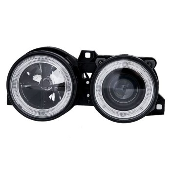 Φανάρια εμπρός BMW E30 (1982-1994  με σταυρό - μαύρα chrome , χωρίς λάμπες (Η7) - σετ 2τμχ.