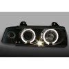 Φανάρια εμπρός BMW E36 (1991-1999) 4d sedan angel eyes - black , με λάμπες (Η1) - σετ 2τμχ.