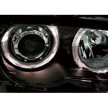 Φανάρια εμπρός BMW E46 sedan (1998-2001) angel eyes με CCFL - chrome , με λάμπες (Η1) - σετ 2τμχ.