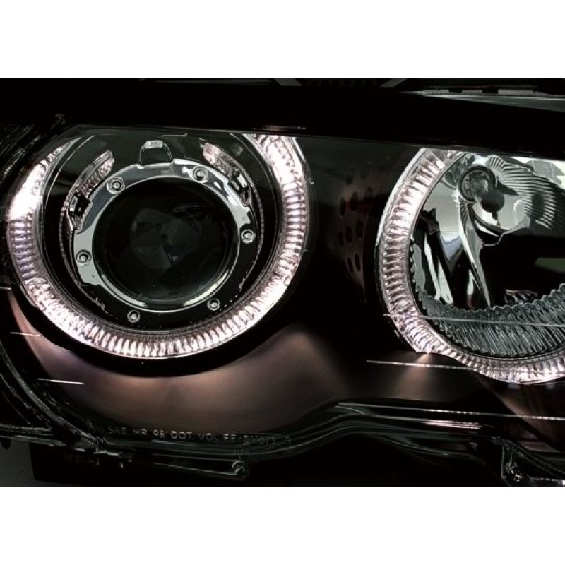 Φανάρια εμπρός BMW E46 sedan (1998-2001) angel eyes με CCFL - chrome , με λάμπες (Η1) - σετ 2τμχ.