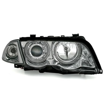 Φανάρια εμπρός BMW E46 sedan (1998-2001) angel eyes - chrome , χωρίς λάμπες (Η7) - σετ 2τμχ.