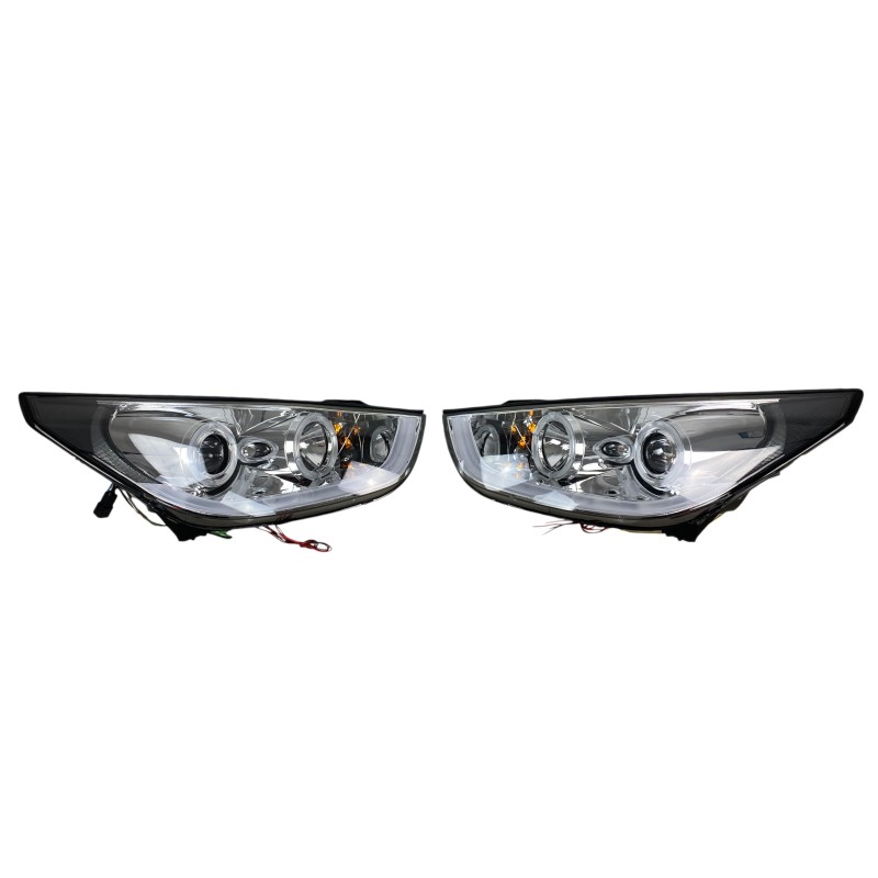 Φανάρια εμπρός Hyundai Tucson IX35 (2010-2013) angel eyes - chrome , με λάμπες (Η1) - σετ 2τμχ.