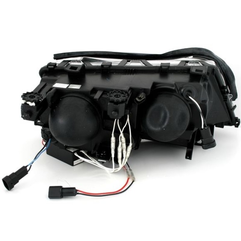 Φανάρια εμπρός BMW E46 sedan (2001-2005) angel eyes - μαύρα με CCFL , χωρίς λάμπες (Η7) - σετ 2τμχ.