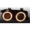 Φανάρια εμπρός BMW E32 /E34 (1989-1995) angel eyes - μαύρα , χωρίς λάμπες (Η7) - σετ 2τμχ.