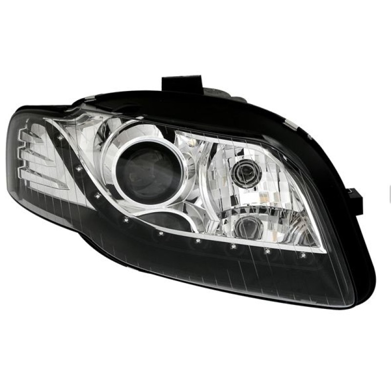 Φανάρια εμπρός Audi A4 B7 (2004-2008) led - chrome εργοστασιακά xenon , χωρίς λάμπες (Η7) - σετ 2τμχ.