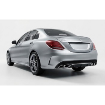 Diffuser προφυλακτήρα Mercedes C-class W205 (2014+) - AMG look - με μπούκες