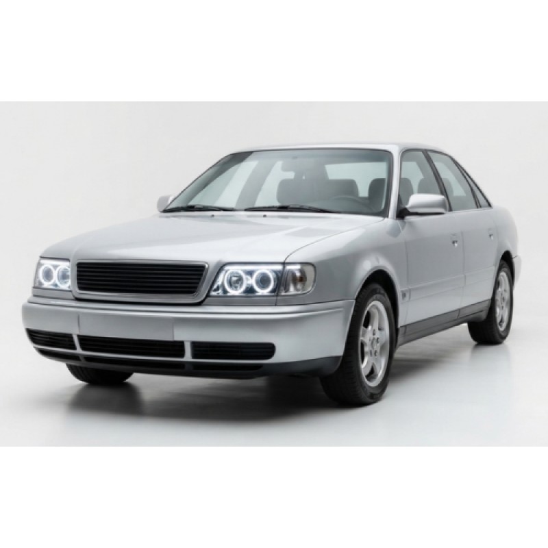 Φανάρια εμπρός Audi 80 B4 (1991-1994) angel eyes - chrome , με λάμπες (Η1) - σετ 2τμχ.