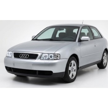 Φανάρια εμπρός Audi A3 (1996-2000) angel eyes - χρωμίου , με λάμπες (Η1) - σετ 2τμχ.