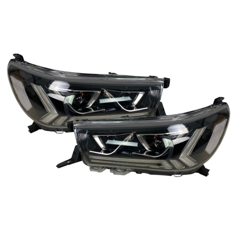 Φανάρια εμπρός Toyota Hilux (2015-2020), led με φώτα ημέρας με H7 / H1 λάμπες - σετ 2τμχ.