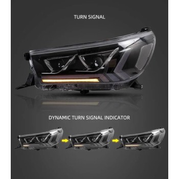 Φανάρια εμπρός Toyota Hilux (2015-2020), led με φώτα ημέρας με H7 / H1 λάμπες - σετ 2τμχ.