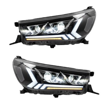 Φανάρια εμπρός Toyota Hilux (2015-2020), led με φώτα ημέρας με H7 / H1 λάμπες - σετ 2τμχ.