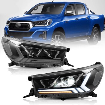Φανάρια εμπρός Toyota Hilux (2015-2020), led με φώτα ημέρας με H7 / H1 λάμπες - σετ 2τμχ.