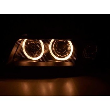 Φανάρια εμπρός angel eyes για Audi A4 (1999-2001) - μαύρα , χωρίς λάμπες (Η7) - σετ 2τμχ.