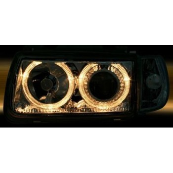 Φανάρια εμπρός angel eyes για Vw Polo 6N (1994-1999) - μαύρα , χωρίς λάμπες (Η7) - σετ 2τμχ.