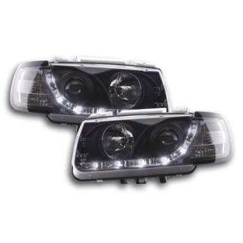 Φανάρια εμπρός led για Vw Polo 6N (1994-1999) - μαύρα , με λάμπες (Η1) - σετ 2τμχ.