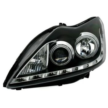 Φανάρια εμπρός για Ford Focus (2008-2011) - μαύρα , με λάμπες (Η1) - σετ 2τμχ.