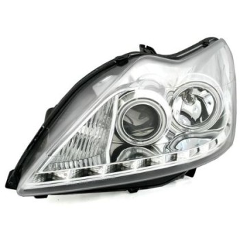Φανάρια εμπρός led angel eyes για Ford Focus (2008-2011) - chrome , με λάμπες (Η1) - σετ 2τμχ.