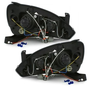 Φανάρια εμπρός angel eyes για Opel Corsa C (2001-2006) - black , με λάμπες (Η1) - σετ 2τμχ.