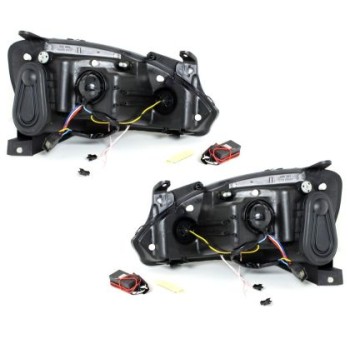 Φανάρια εμπρός angel eyes για Opel Corsa C (2001-2006) - μαύρα ,  χωρίς  λάμπες (Η1) - σετ 2τμχ.