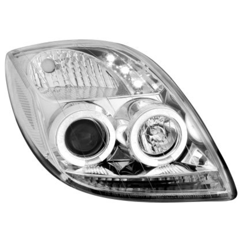 Φανάρια εμπρός angel eyes για Toyota Yaris (2006-2009) - chrome , με λάμπες (Η1) - σετ 2τμχ.